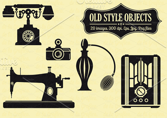 20 Old Style Objects Vector Set in Objects - product preview 2