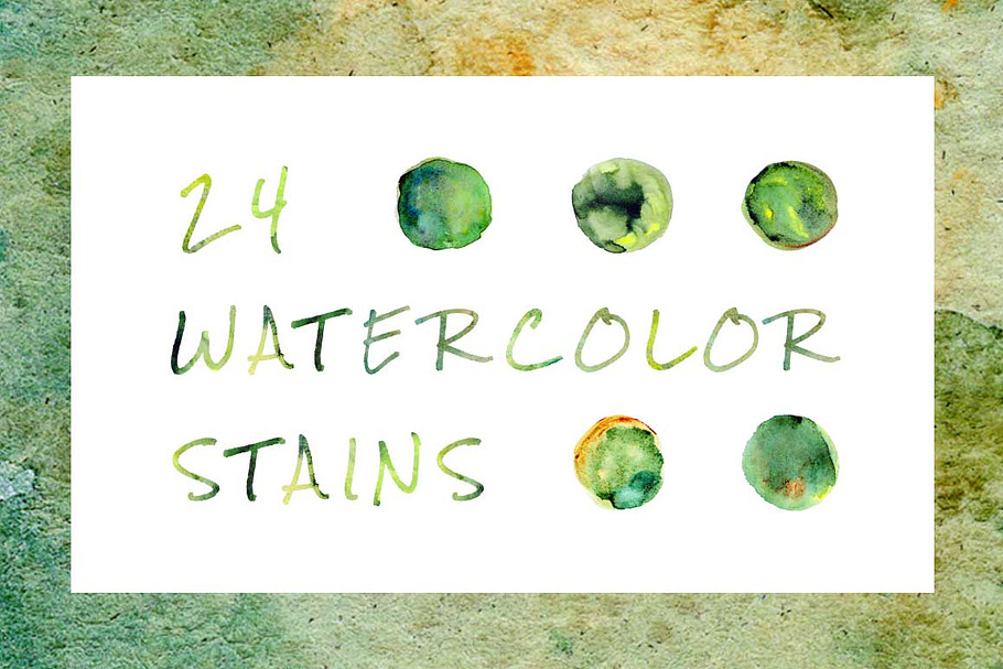Green Watercolor Stains
