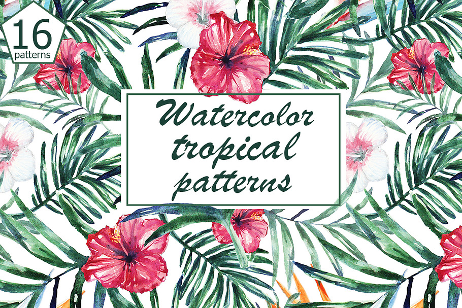 Watercolor tropical patterns in Patterns - product preview 8