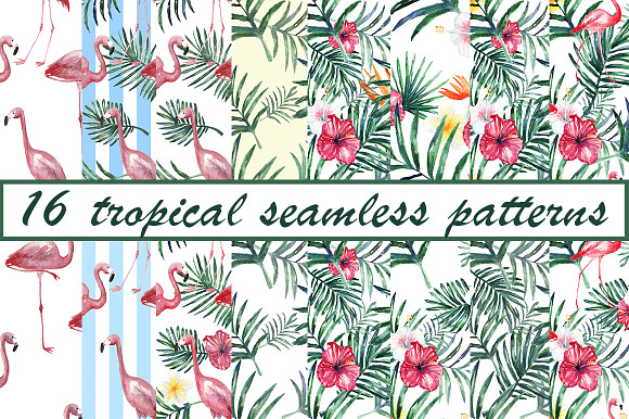 Watercolor tropical patterns in Patterns - product preview 1