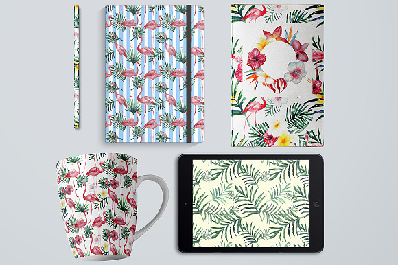 Watercolor tropical patterns in Patterns - product preview 3