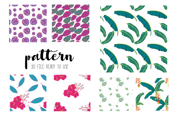 Fancy Tropical flower and leaf in Illustrations - product preview 2