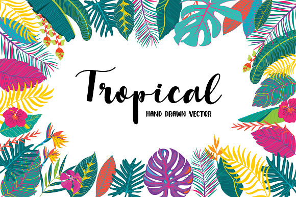 Fancy Tropical flower and leaf in Illustrations - product preview 4