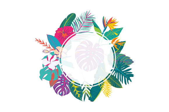 Fancy Tropical flower and leaf in Illustrations - product preview 7