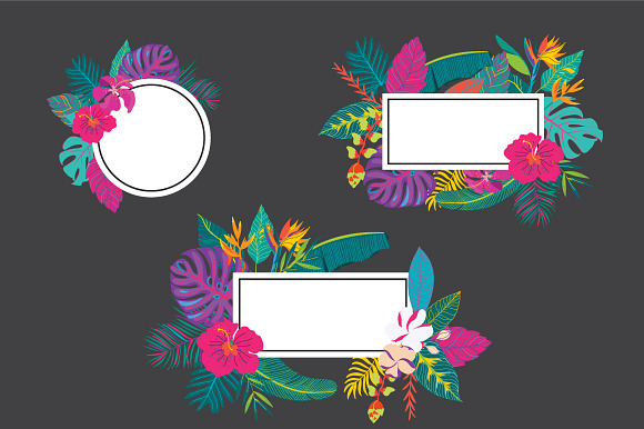 Fancy Tropical flower and leaf in Illustrations - product preview 9
