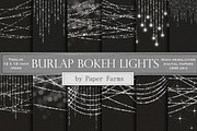 Bokeh lights on burlap