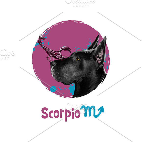 Zodiac signs  - DOGS HOROSCOPE in Dog Icons - product preview 3