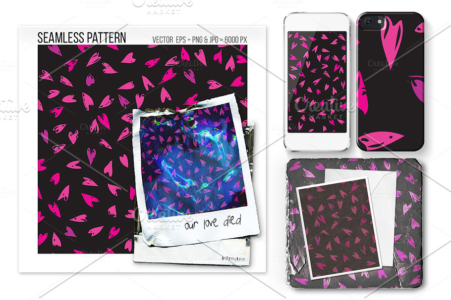 Seamless Heart Vector Pattern  in Patterns - product preview 8