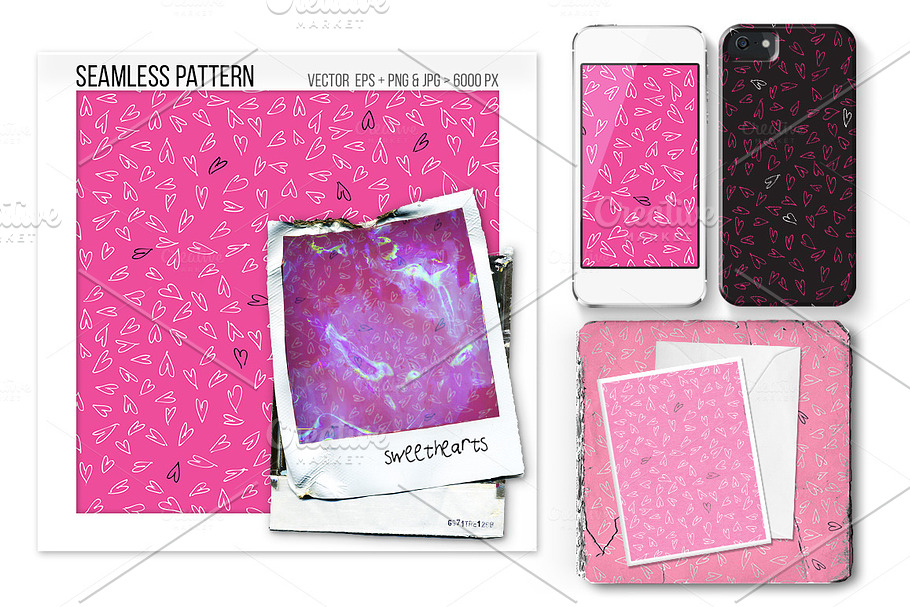 Seamless Heart Vector Pattern in Patterns - product preview 8