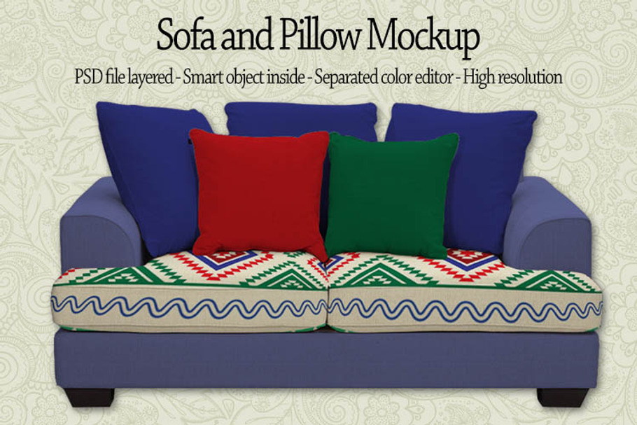 Sofa and Pillow Mockup in Product Mockups - product preview 8