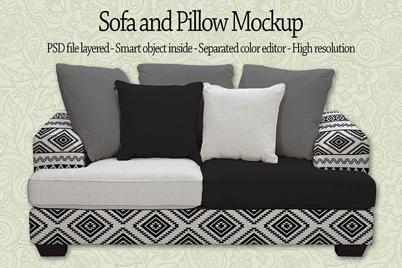 Sofa and Pillow Mockup in Product Mockups - product preview 1