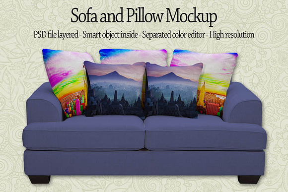 Sofa and Pillow Mockup in Product Mockups - product preview 2