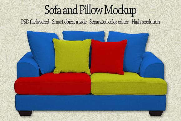 Sofa and Pillow Mockup in Product Mockups - product preview 3