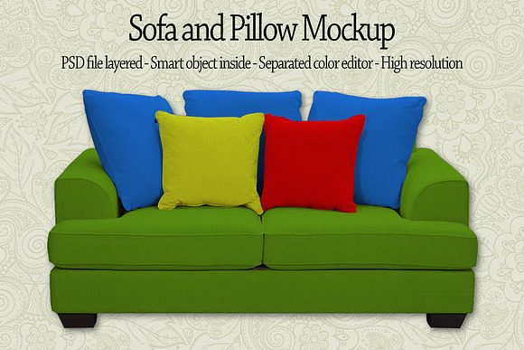 Sofa and Pillow Mockup in Product Mockups - product preview 4
