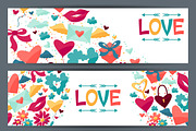 Banners with Valentine's icons.