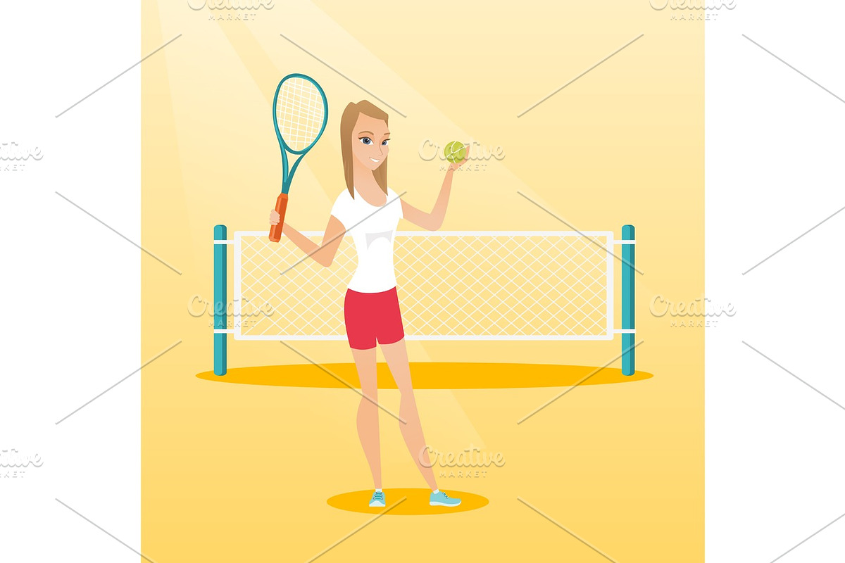 Young caucasian tennis player. in Illustrations - product preview 8