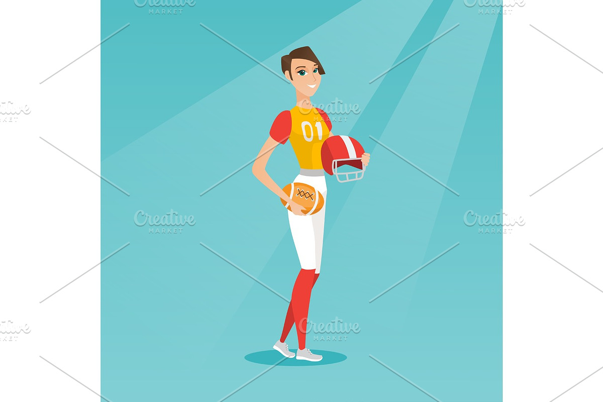 Young caucasian female rugby player. in Illustrations - product preview 8