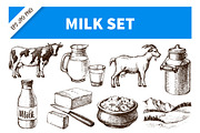 Hand Drawn Sketch Milk Vector Set