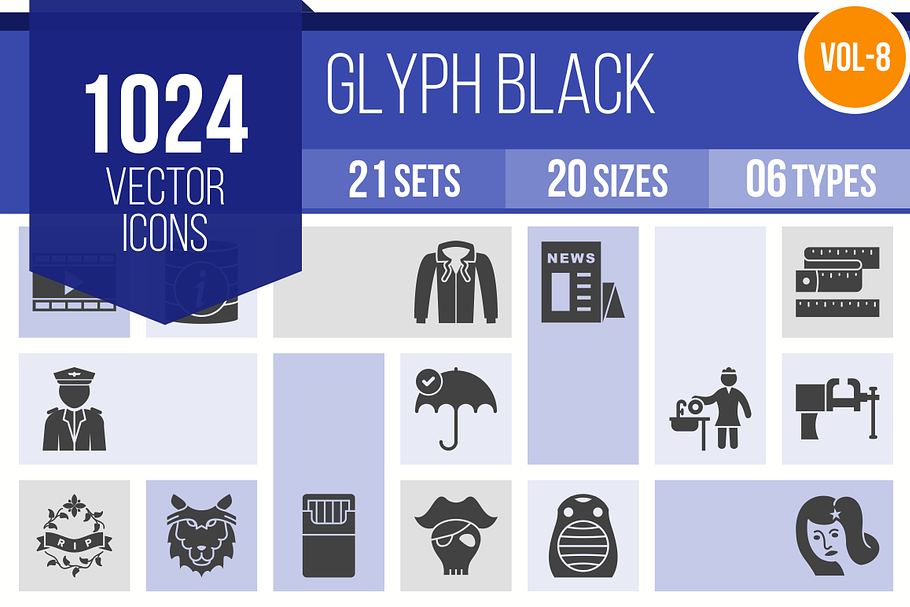 1024 Glyph Icons (V8) in Graphics - product preview 8