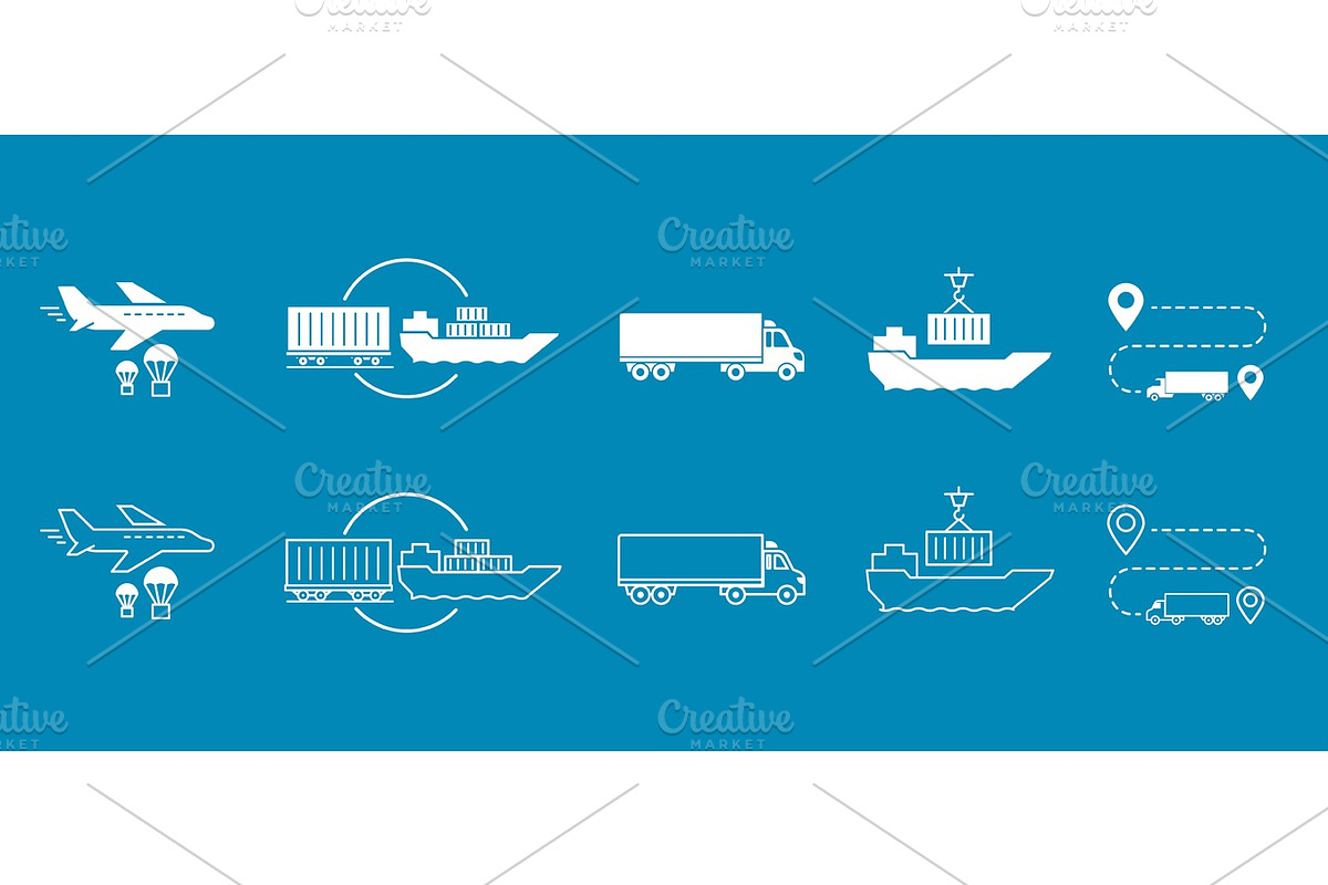 Set of icons Transported Shipping delivery transportation. in Illustrations - product preview 8