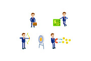 Businessman in Suit Character. Illustrations Set