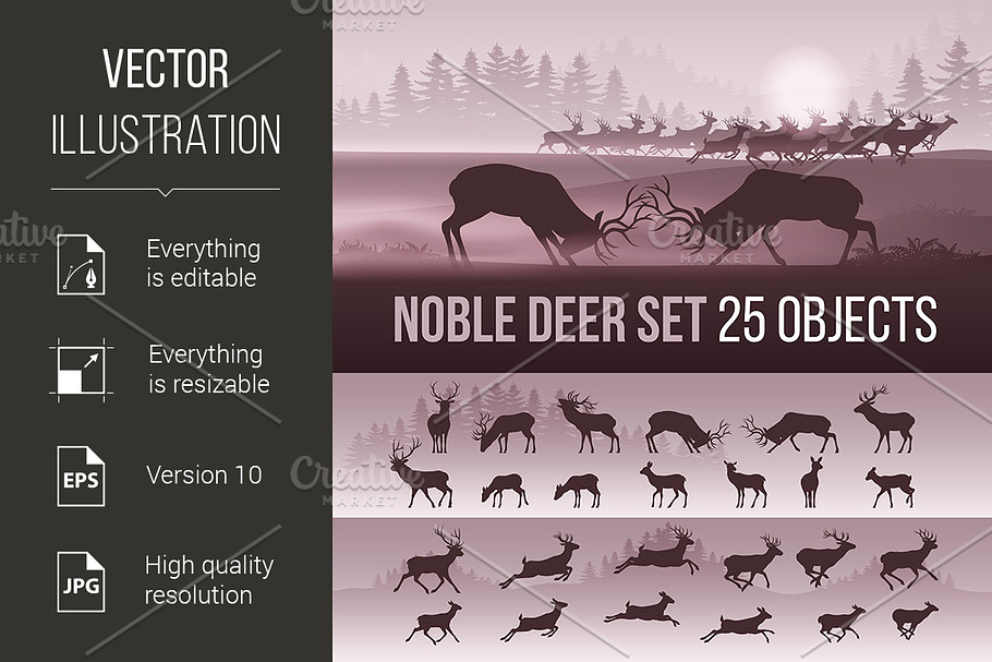 Deer Silhouettes in Graphics - product preview 8