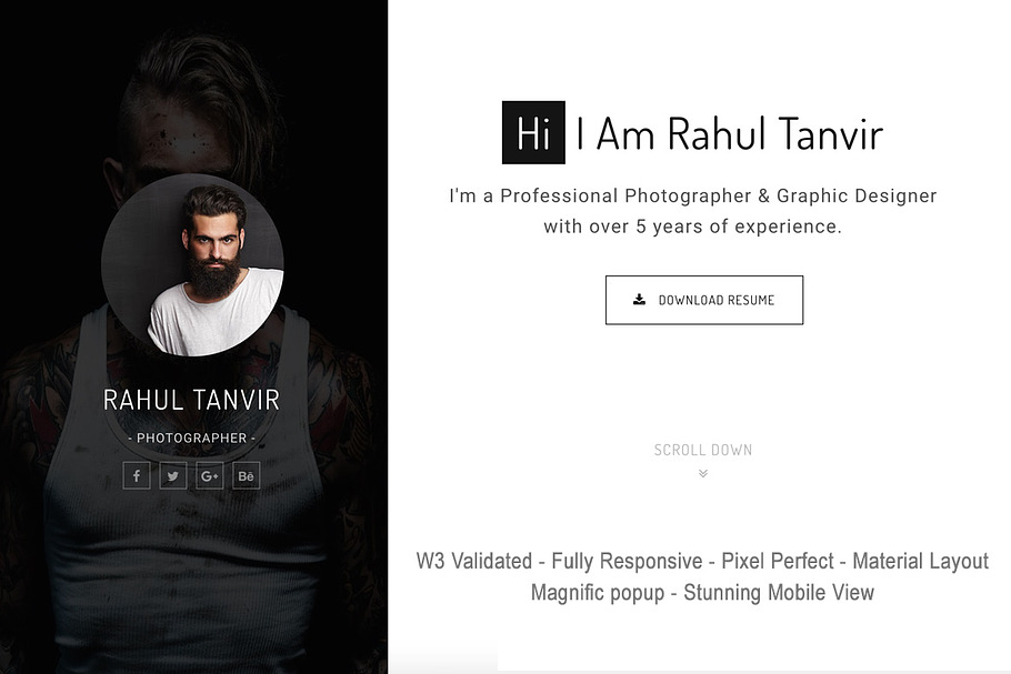 RahulTanvir - Resume HTML Template 