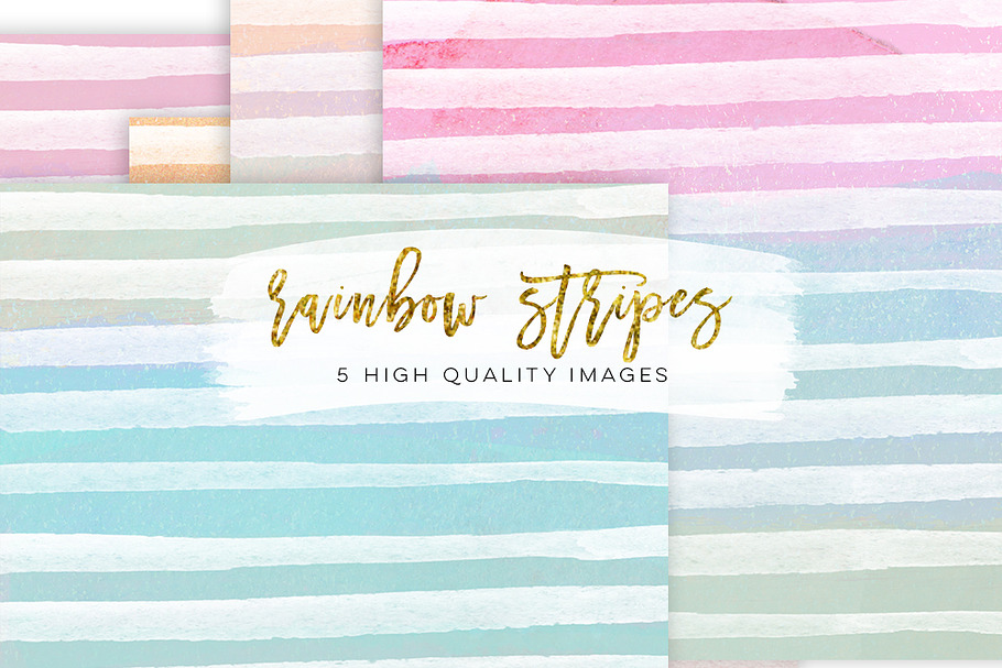 Rainbow Stripe Watercolour in Textures - product preview 8