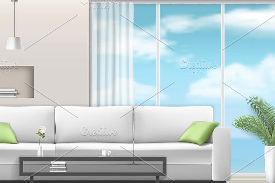Living room interior with furniture in Illustrations - product preview 8
