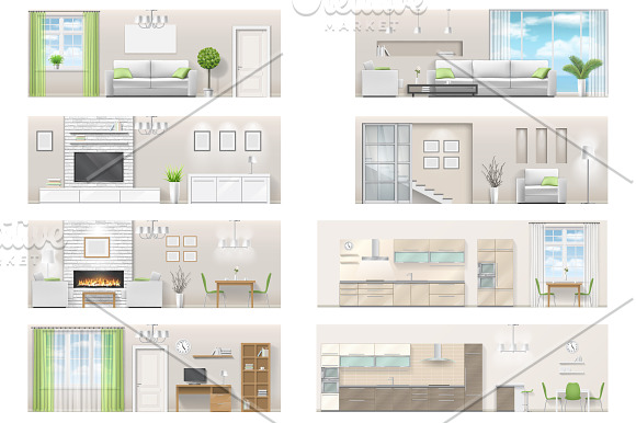 Living room interior with furniture in Illustrations - product preview 3