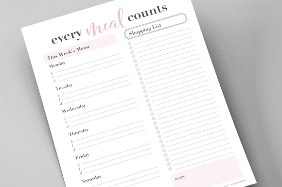 Meal Planner Printable, 4 Sizes in Templates - product preview 2