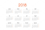 Calendar for 2018 germany simple on white background vector illustration