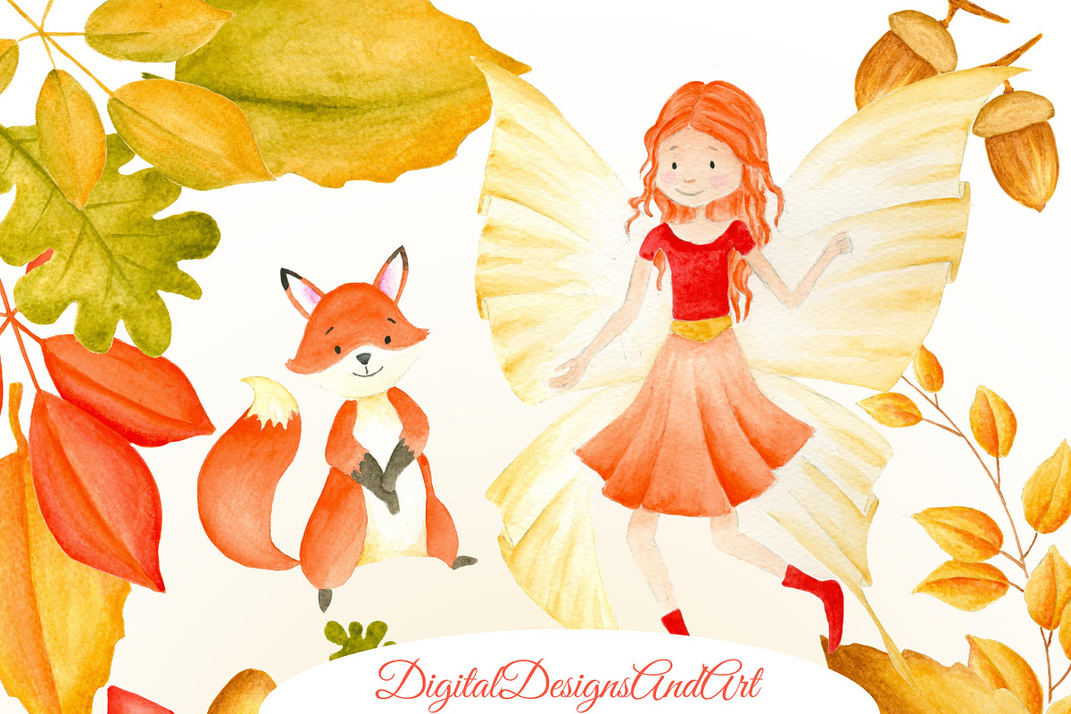 Autumn fairy clipart in Illustrations - product preview 8