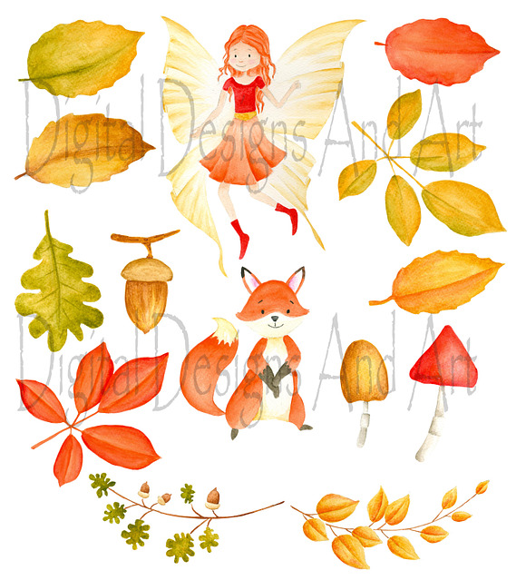 Autumn fairy clipart in Illustrations - product preview 1