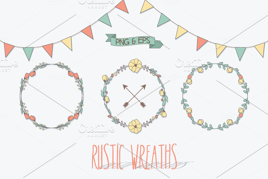 Rustic Wreaths, Png & Vector EPS