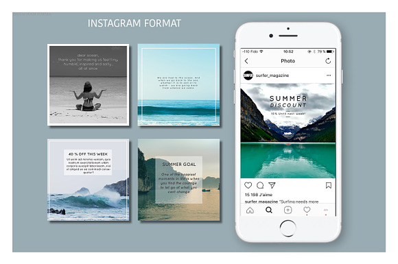 INSTAGRAM TEMPLATE PACK : OCEAN in Instagram Templates - product preview 2