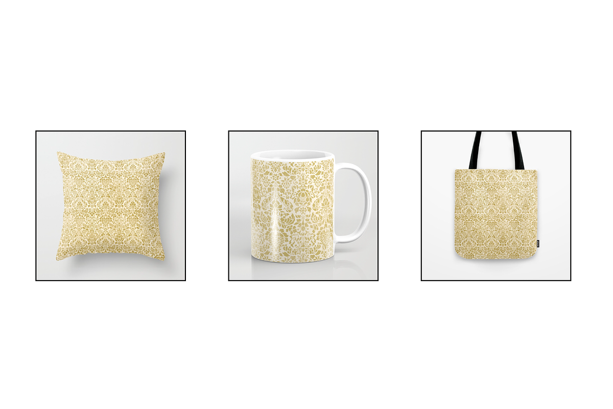 Seamless Gold Damask Patterns in Patterns - product preview 8