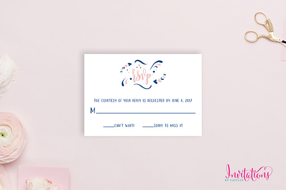 Blush & Blue Wedding Invitation Set in Wedding Templates - product preview 2