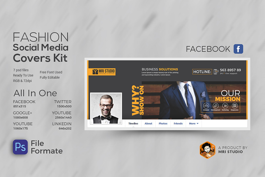 Fashion Social Media Cover in Facebook Templates - product preview 8