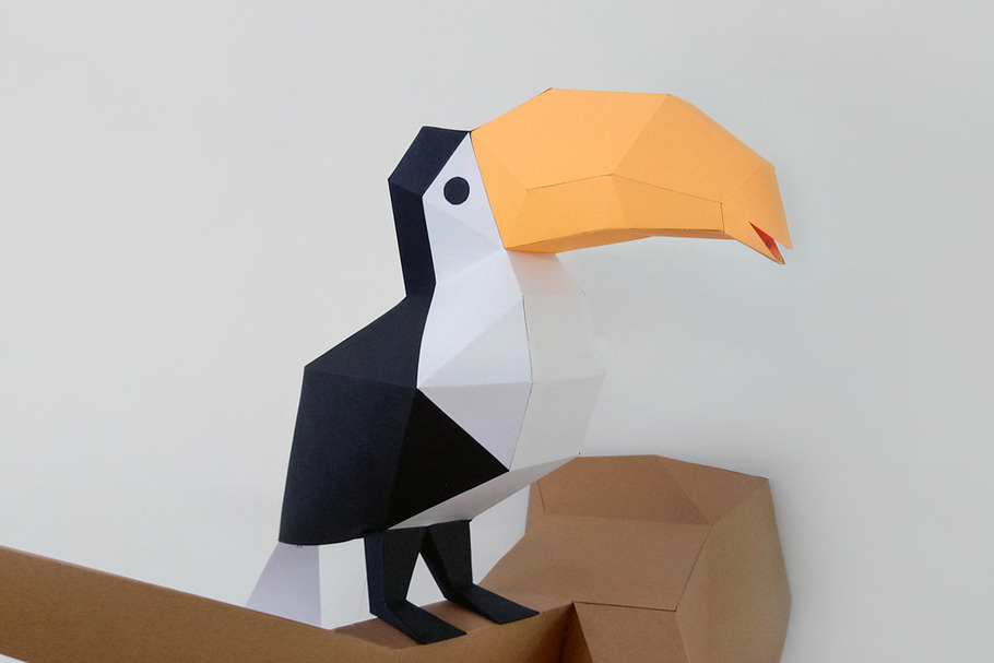 DIY Toucan Bird - 3d papercraft in Templates - product preview 8