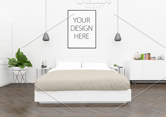 Bedroom mockup - blank wall in Print Mockups - product preview 1