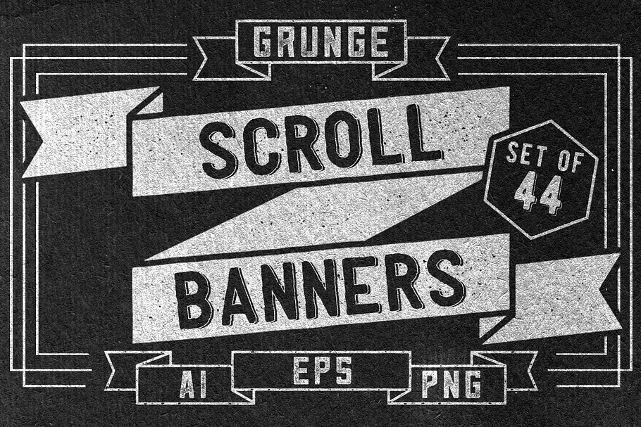 Grunge scroll banners set of 44