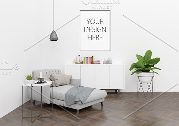 Living room mockup - blank wall in Print Mockups - product preview 1