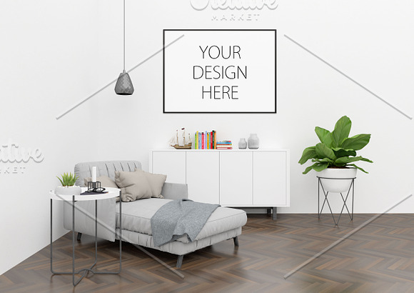 Living room mockup - blank wall in Print Mockups - product preview 2