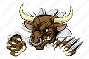 Bull sports mascot breaking wall