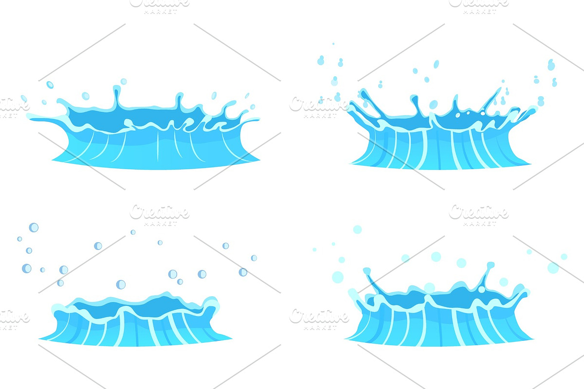 Cartoon Water Splash Illustrations Collection in Illustrations - product preview 8