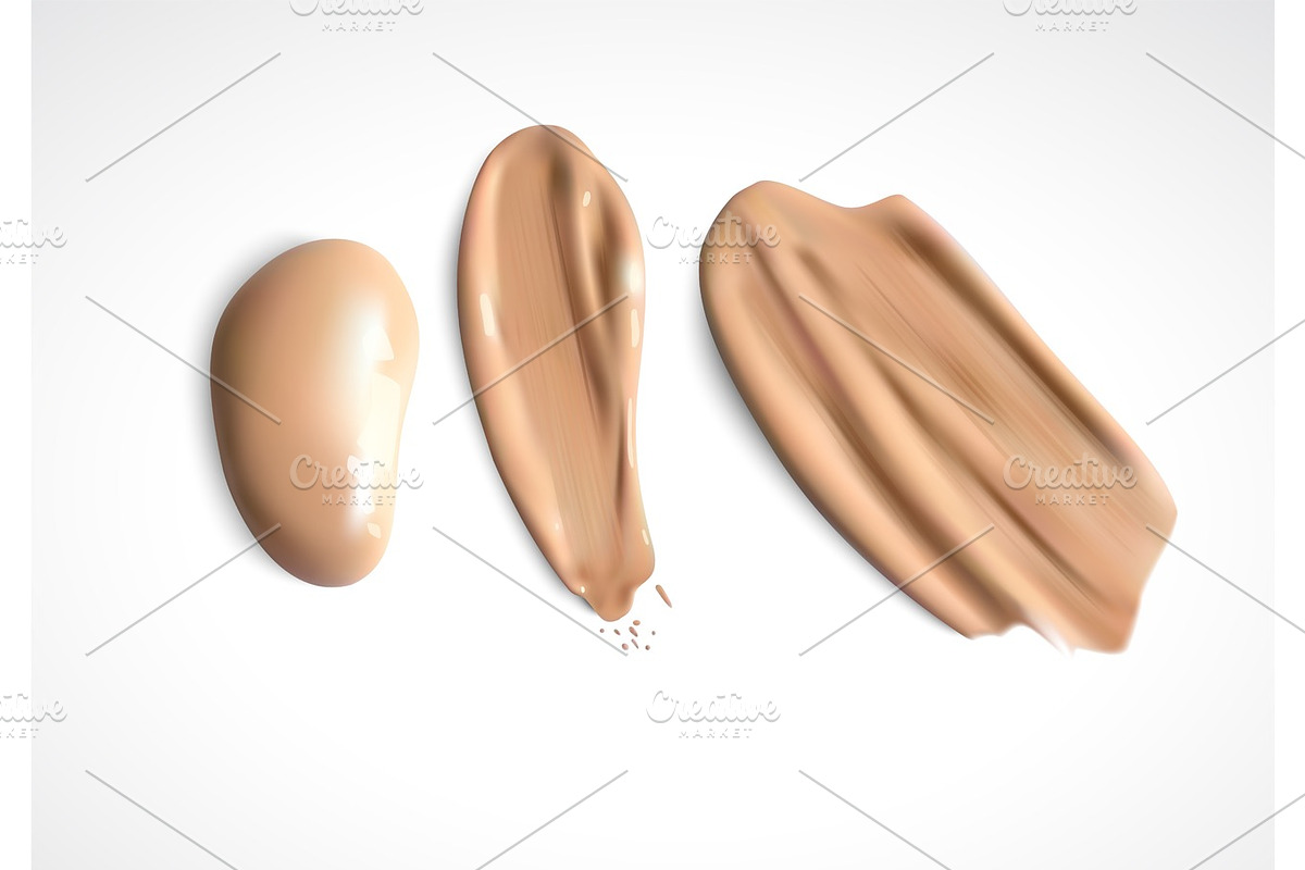 Cosmetic concealer smear strokes, tone cream smudged Vector. in Illustrations - product preview 8