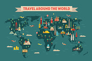 World map. Vector travel background