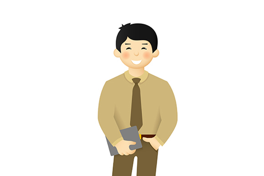 Asian man standing & holding object in Illustrations - product preview 8