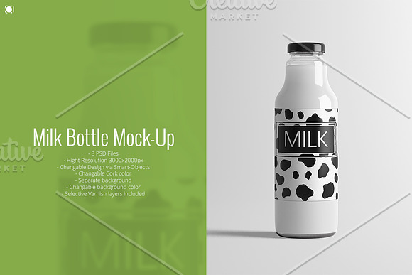 Milk Bottle Mock-Up in Product Mockups - product preview 2